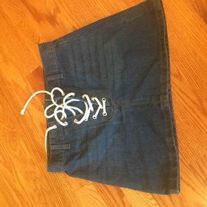 lace up mini denim skirt (s)
